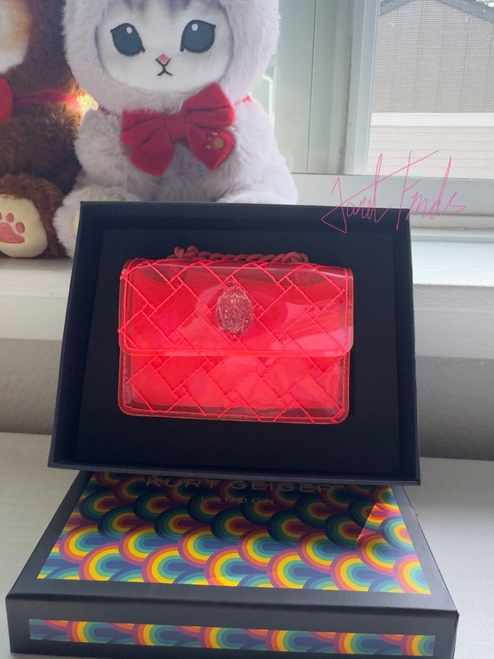 NWT 🎀 Kurt Geiger London Open Pink Micro Kensington Vinyl Crossbody Bag